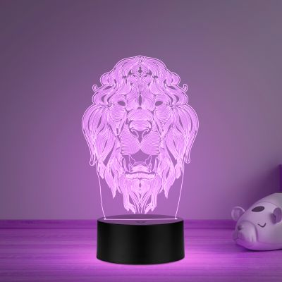 3D Illusion Lion face nightlight Desk Table lamp for Decoration Multicolored Light